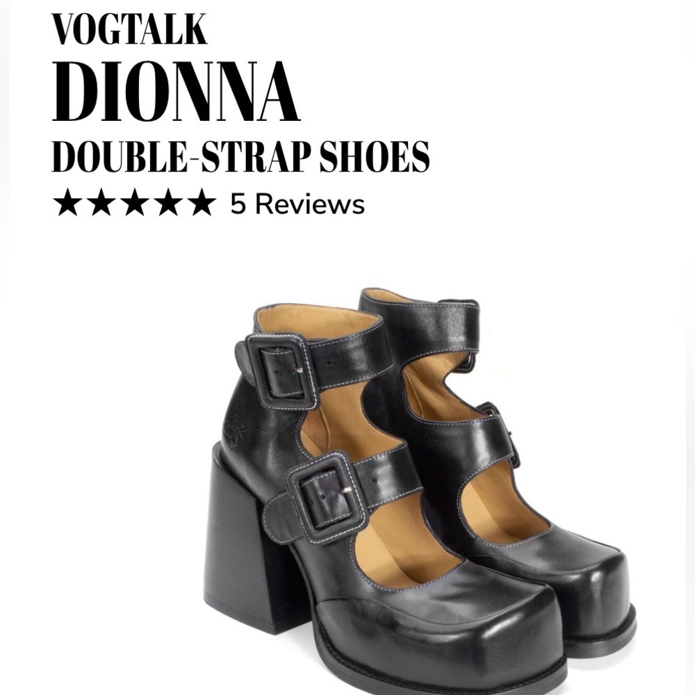 John Fluevog Black Double-Strap Mary Jane heels